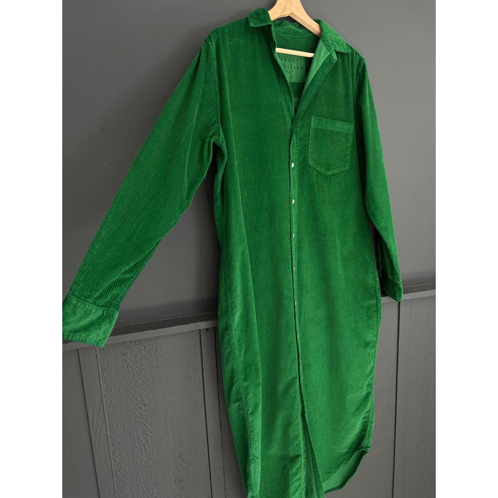 Frank & Eileen Rory Corduroy Midi Shirt Dress Green Size Medium - Picture 9 of 13